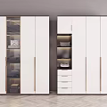 Modern White Wardrobe With Glass Door Open Shelves And Drawers Storage Design