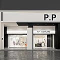 P P Fuzhuang Clothing Store Modern Exterior With Window Clothes Display And Customers