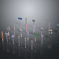 Various Colorful Decorative Weapons With Unique Designs And 3D Model