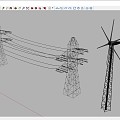 High-voltage wire wire rack windmill 3d model