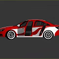 Sporty Red Car With White Stripes And Open Doors Showcasing Interior