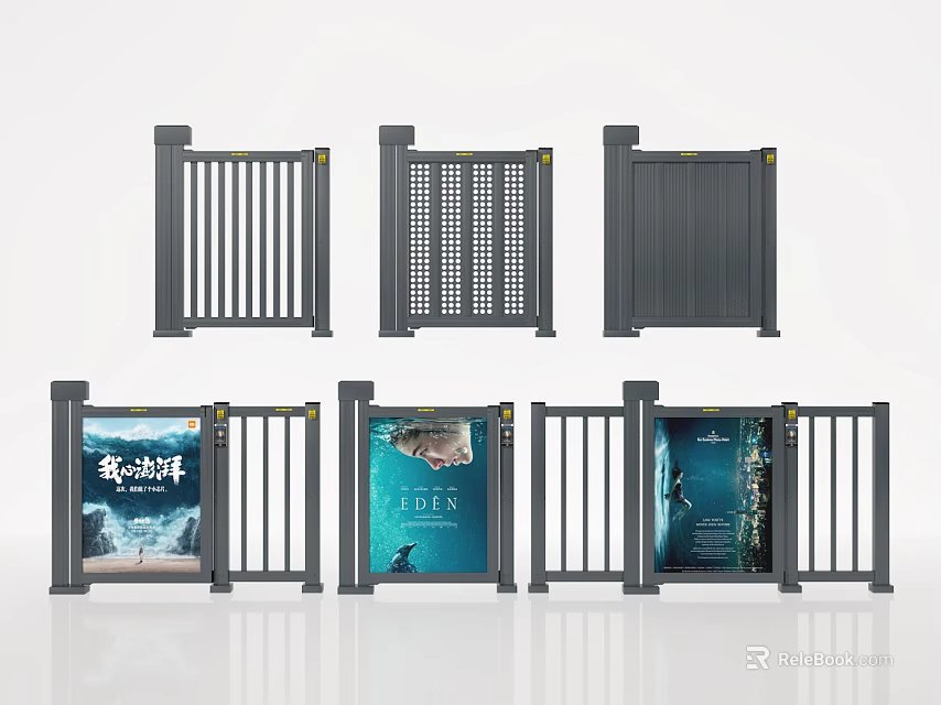 Public Facility Turnstiles With Various Styles And Advertising Display Screens For Access Control 3d model 