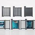 Public Facility Turnstiles With Various Styles And Advertising Display Screens For Access Control 3d model