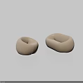 Beige Fabric Sofa Set With Rounded Design For Modern Minimalist Living Room