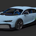 Light Blue Sports Car With Modern Design Blue Seats Green Accents And Black Wheels