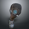 Firefighting Gas Mask With Leather Construction Round Eye Lenses And Metal Base