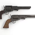 Vintage Revolvers With Wooden Grips And Metal Barrels On White Surface