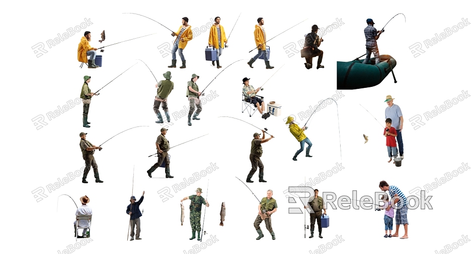 Modern 2D Fishing Figure model