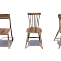 Three Modern Wooden Dining Chairs With Distinct Back Designs And Natural Wood Finish