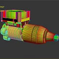 3D Model Industrial Mechanical Equipment With Black Top White Housing And Yellow Green Cone
