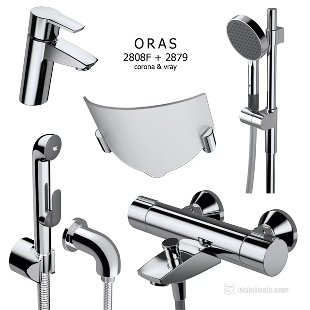 Corona Vway Faucet Components 2080F 28799 With Shower Head And Accessories 3d model 