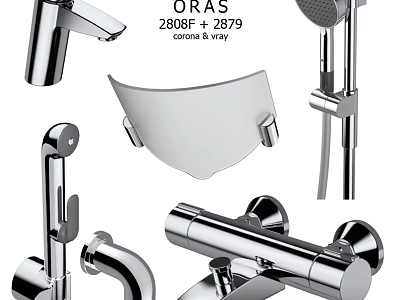 Corona Vway Faucet Components 2080F 28799 With Shower Head And Accessories 3d model