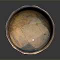Hand Carved Ceramic Bowl With Orange Brown Texture And Visible Cracks