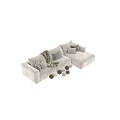 Modern Cozy Upholstered Double Sofa With Throw Pillows Soft Blankets And Various Neutral Fabric Colors