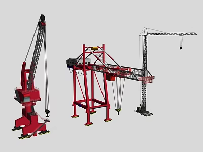 Industrial Equipment Featuring Gantry Tower And Mobile Cranes For Construction And Heavy Lifting 3d model