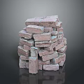 Stacked Pink Bricks Pile With Textured Surfaces And Irregular Arrangement