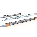 Modern Metal Railings Featuring Wooden Base Posts and Curved Horizontal Bar Designs