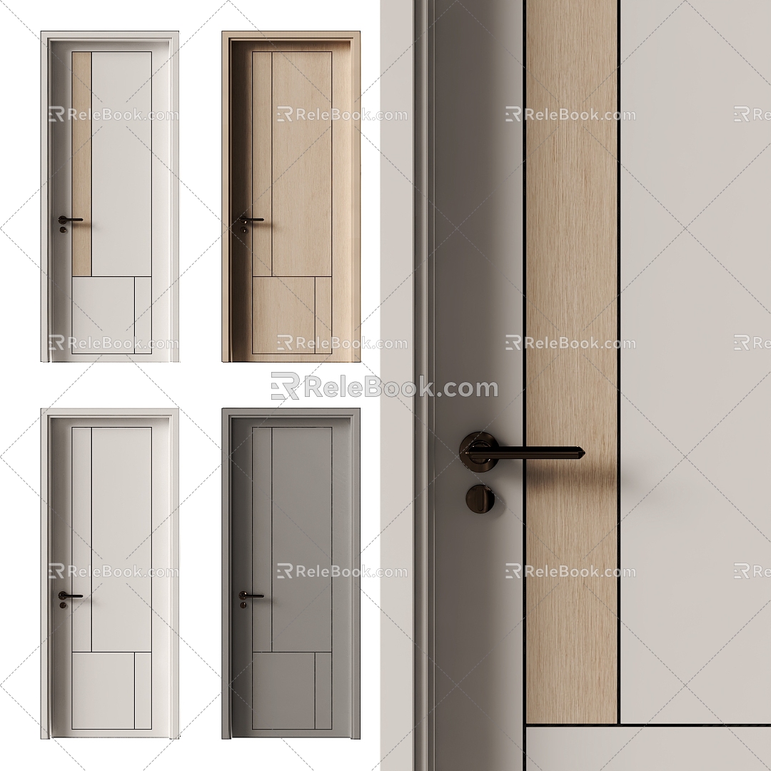 Modern Single Door Bedroom Door Room Door Set Door 3d model