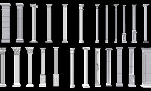 European Roman Column Roman Column Stigma Head Column 3d model