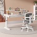 Modern Height Adjustable Kids Study Desk With Ergonomic Chair And Practical Upper Storage Shelves