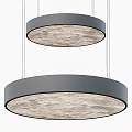 Two Modern Round Chandeliers with Gray Frame and Natural Marble Texture Design 3d model