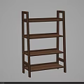 Natural Wood Multi Tier Shelf With Simple Design For Home Storage 3d model
