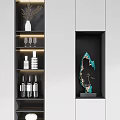 Modern Wine Cabinet With Glass Doors Wine Bottles Glasses And Decorative Items