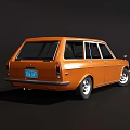 Orange Classic Station Wagon Parked Against Dark Background With Sleek Exterior