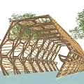Modern gallery frame landscape gallery pavilion structure landscape framework landscape pavilion 3d model