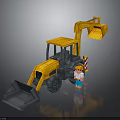 Toy Construction Excavator Play Set with Small Figure Driver in Yellow Design