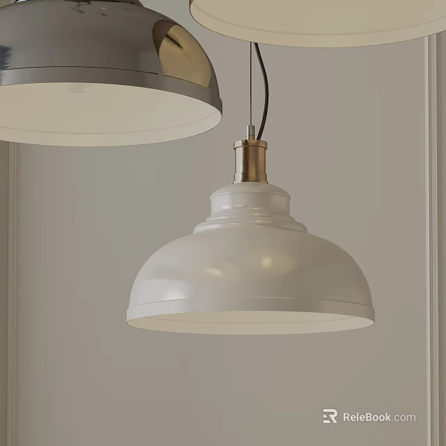 Minimalist White Pendant Light With Metal Base For Modern Home Interior Design 3d model 