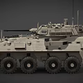 Armored Military Tank Featuring Camouflage Paint Multiple Wheels And Weapon System