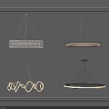 Stylish Modern Chandeliers With Circular Linear And Geometric Light Designs 3d model