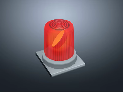Red Fire Alarm Beacon Light with Base for Emergency Safety Equipment 3d model