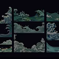 Artistic Wave Themed Wall Decor With Various Stylish Decorative Patterns