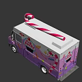 Purple Pop Candy Functional Mobile Truck With Candy Cane And Lollipop Decorations