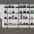 Ornaments Combination Bookshelf Bookcase Teapot 3d model