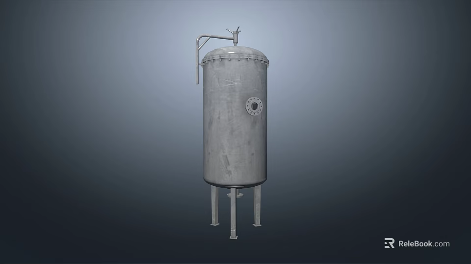 Industrial Equipment Stainless Steel Cylindrical Pressure Vessel With Support Legs And Inspection Port 3d model 