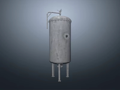 Industrial Equipment Stainless Steel Cylindrical Pressure Vessel With Support Legs And Inspection Port 3d model
