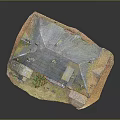 Vintage Red Brick Architectural Model Building With Gray Roof Chimneys And Small Green Plants