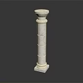 White Marble Decorative Column with Pedestal Base and Classic Architectural Details