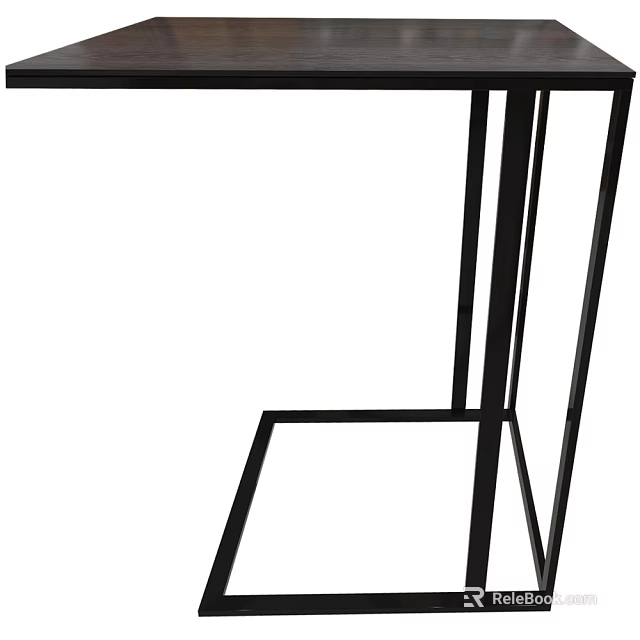 Modern Minimalist Side Table With Black Metal Geometric Frame For Living Room Decor 3d model 
