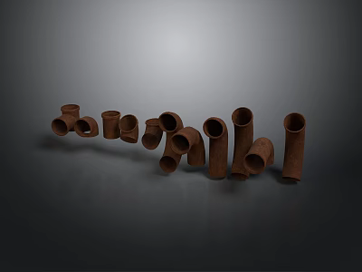 Multiple Brown Industrial Metal Pipe Equipment Components For Construction Projects 3d model