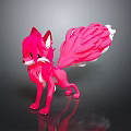Cute Pink Fox Game Movie Character 3D Rendered With Fluffy Tail And White Tip