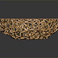 Golden Modern Metallic Hollow Mesh Bowl With Intricate Artistic Decorative Design
