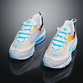 Modern Stylish Sneakers with Light Beige Upper Blue Laces Air Cushion Sole and Colorful Accents