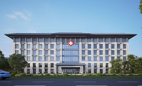 New Chinese-style Hospital Building Traditional Chinese Medicine Hospital Outpatient Medical Technology Ward Complex Building 3d model