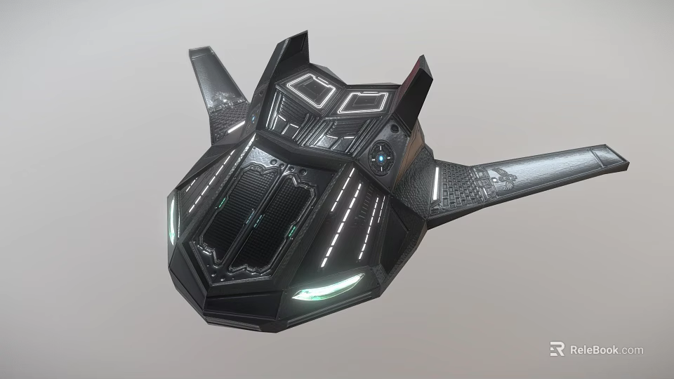 Futuristic Black Spaceship Showcasing Sleek Design And Illuminated Geometric Structures 3d model 