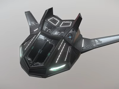 Futuristic Black Spaceship Showcasing Sleek Design And Illuminated Geometric Structures 3d model