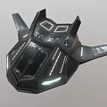 Futuristic Black Spaceship Showcasing Sleek Design And Illuminated Geometric Structures